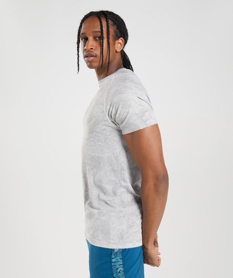 Men's Gymshark Geo Seamless T-Shirts Light Grey | NZ 5HIZRM